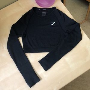 Gymshark marl black vital long sleeve crop top